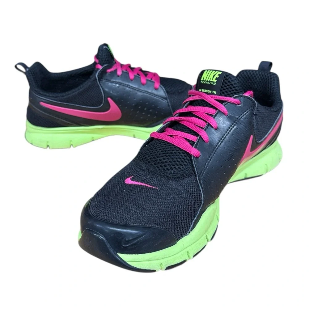 Nike Women’s Training TR Athletic Shoes Black/Pink/Lime 454445-063 Size 9